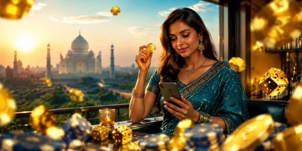 Taj Mahal and dice game theme representing online gaming in India