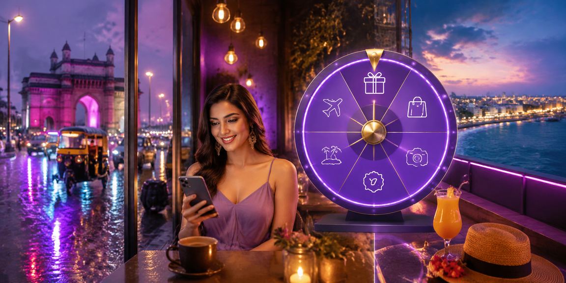 Bright neon roulette wheel in Mumbai casino